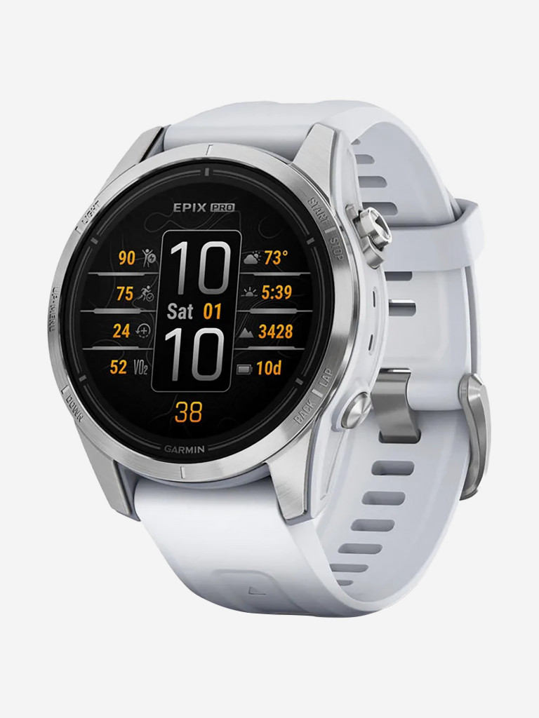 Спортивные часы Garmin EPIX PRO (Gen 2) Standard Edition 42 мм, серебристый корпус, белый ремешок