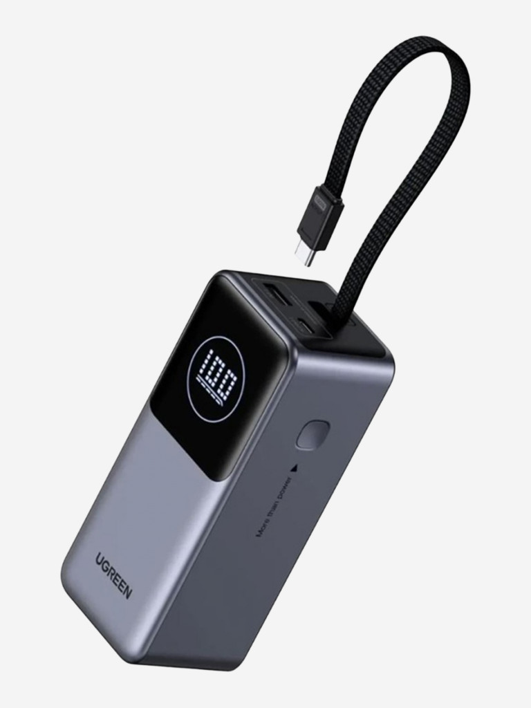 Внешний аккумулятор со встроенным кабелем UGREEN PB723 (55365B) 130W Power Bank with Built-in Cable