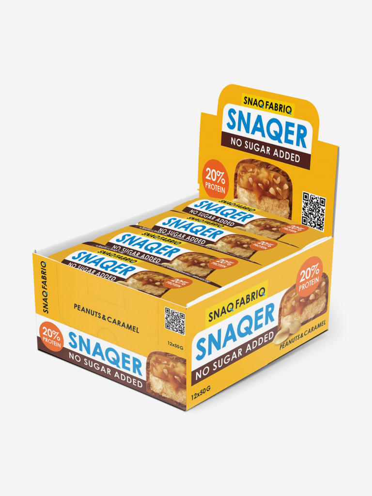 Батончики 12 шт. Snaq Fabriq в шоколаде "SNAQER" со вкусом "Арахис и карамель", 50г. х 12шт.