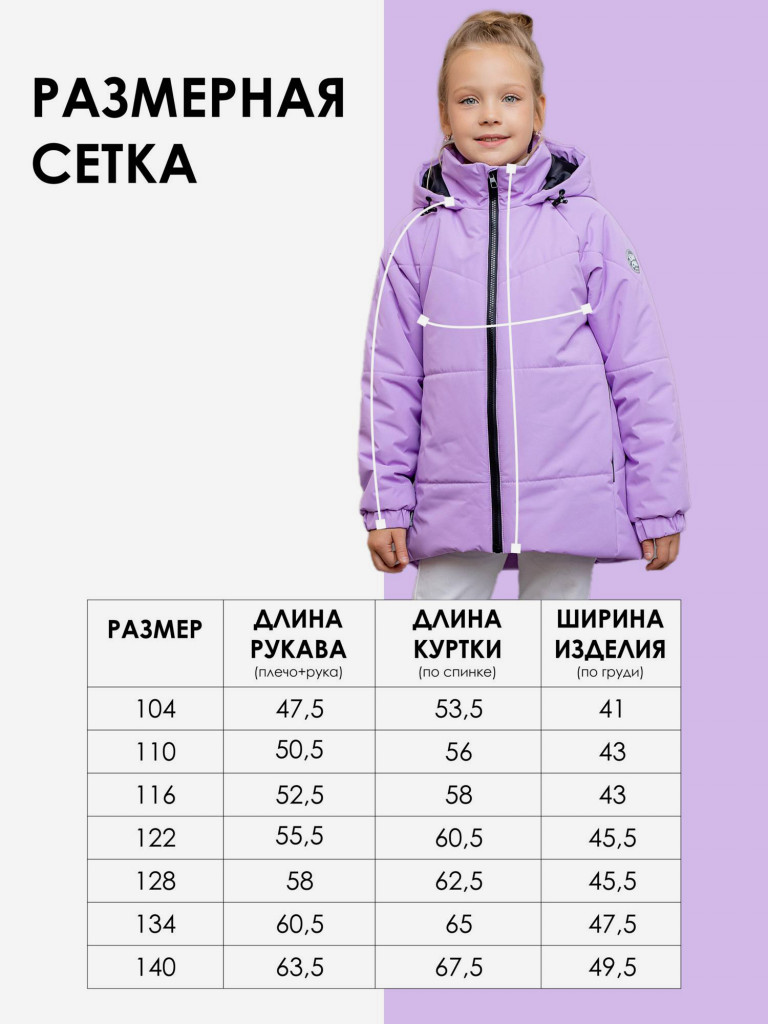 Куртка-парка утепленная для девочки batik Мико сиреневый