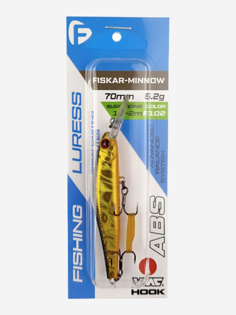 Воблер Fiskar Minnow 70DR-SP 70мм 6,2г 1,2-2,0м F102 Суспендр