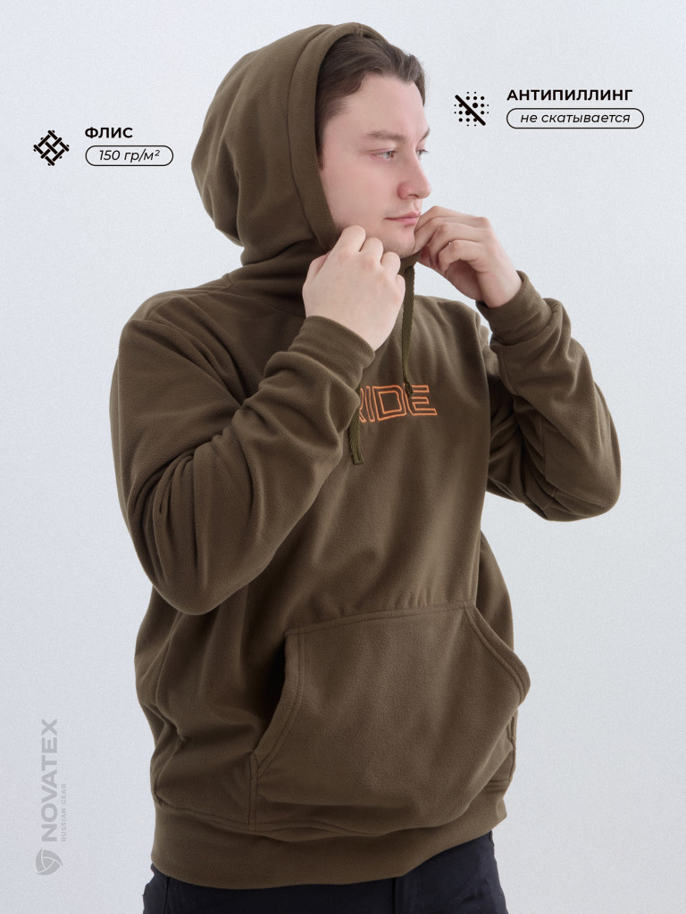 Толстовка флисовая для охоты и рыбалки PRIDE, хаки