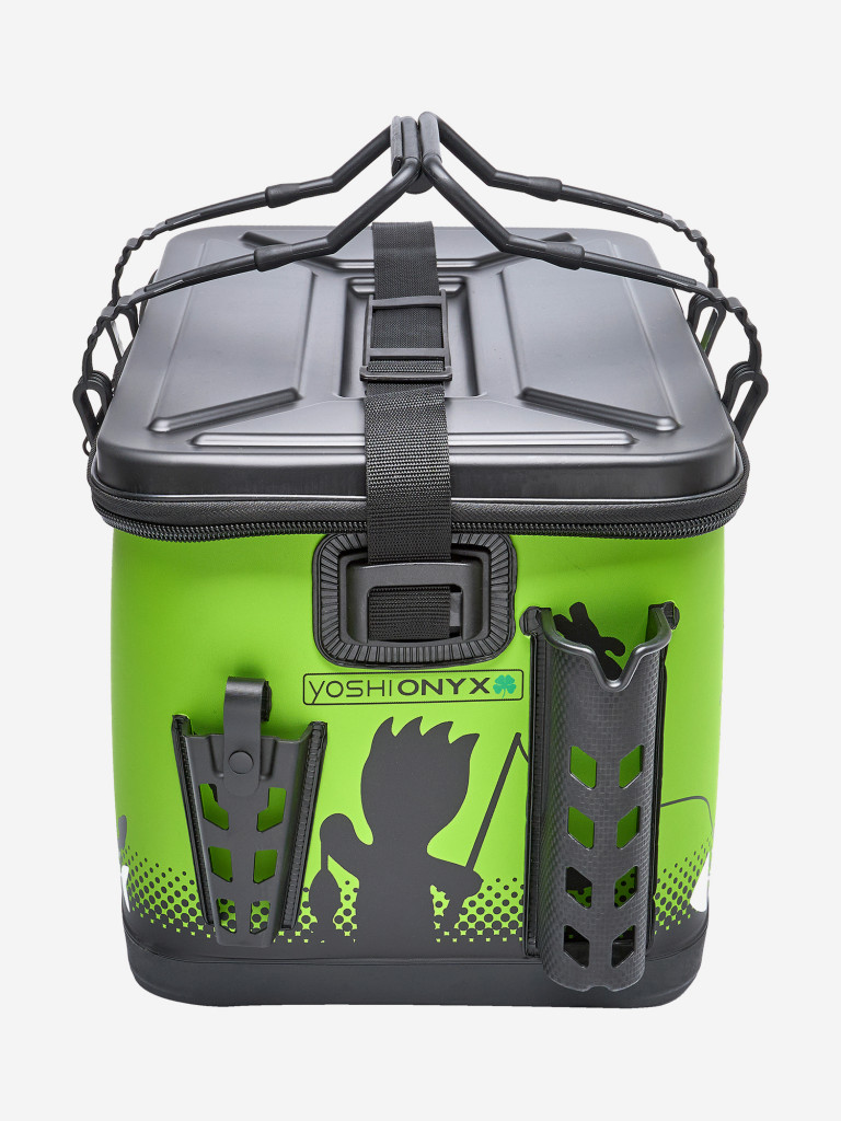 Сумка рыболовная Yoshi Onyx Patch Bag 45х28х29 с держателями для удилищ и инструмента, черно-салатовая