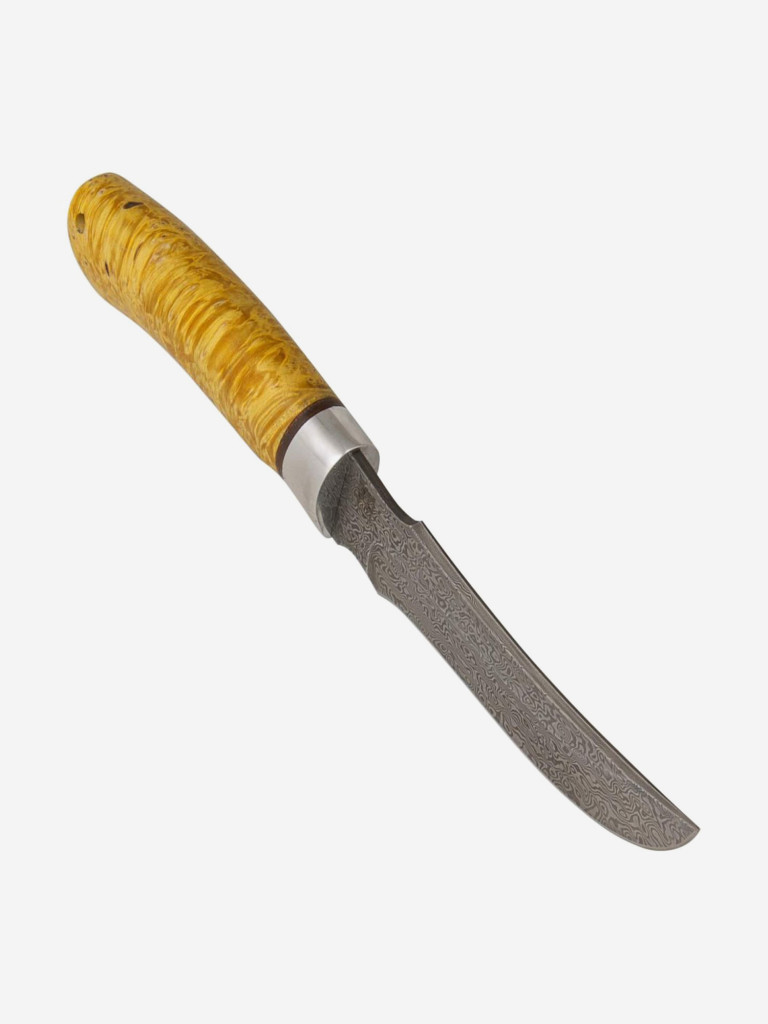 Нож Златоустовский оружейный завод Сокол (нержавеющая дамасская сталь дикии, кап клёна стабилизированный/ал.) нож для охоты, разделочный нож