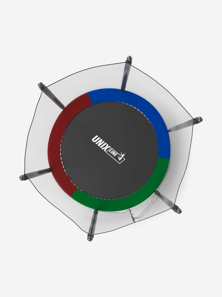 Батут каркасный UNIX Line Simple 8 ft Color с внешней защитной сеткой, общий диаметр 244 см, до 140 кг