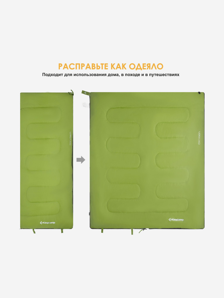 Спальный мешок KingCamp OXYGEN +8C, правый, зеленый