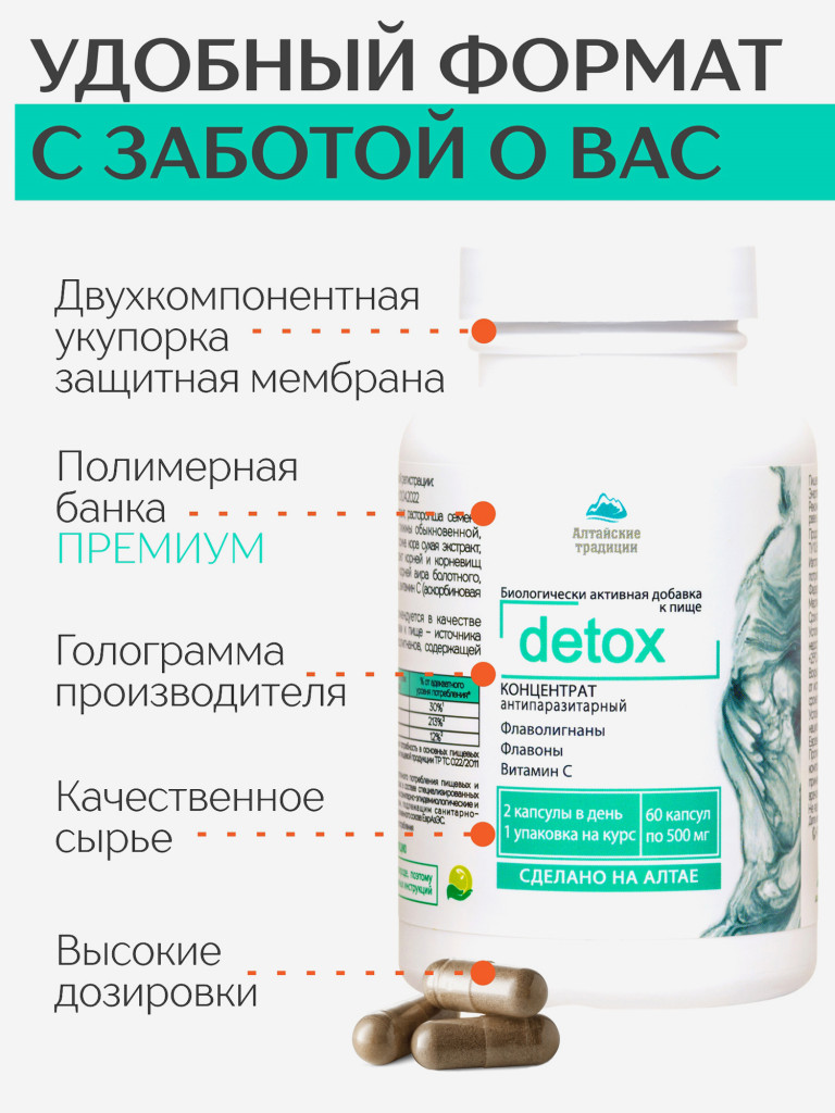 Концентрат DETOX, 60 капсул, Простые решения