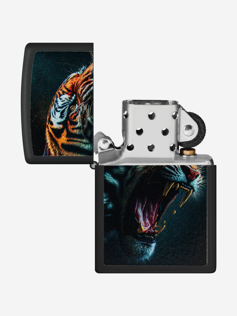 Зажигалка бензиновая ветроустойчивая Zippo Tiger Roar Design Black Matte