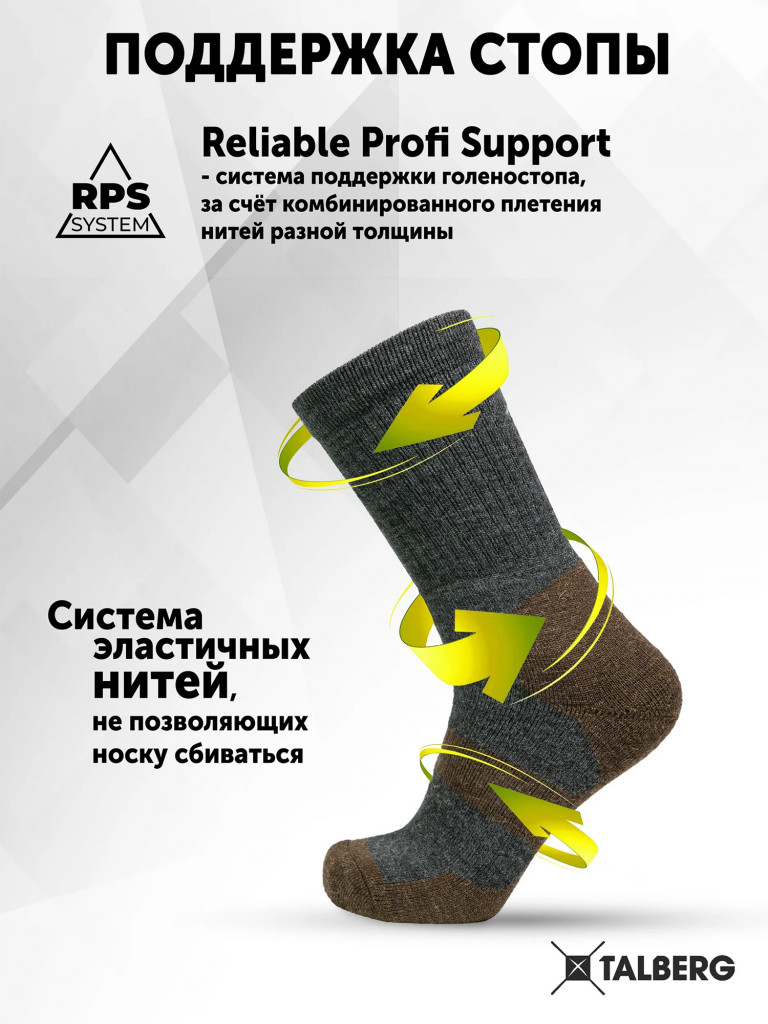 Термоноски треккинговые Talberg Yak Trek до -30 C, 36-38, серый
