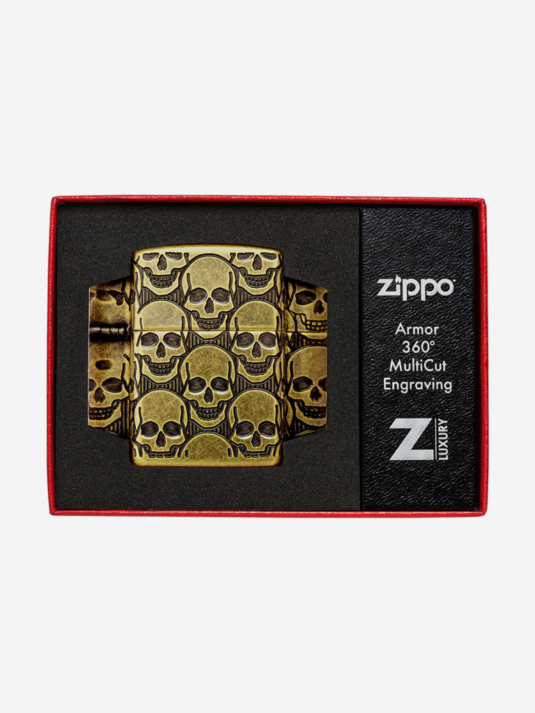 Зажигалка бензиновая ветроустойчивая Zippo Armor Cackling Cranium Antique