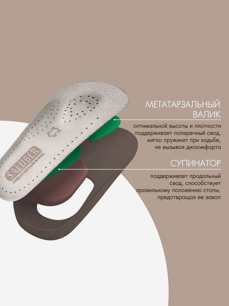 Полустельки ортопедические кожаные подпяточник при шпоре H405.30