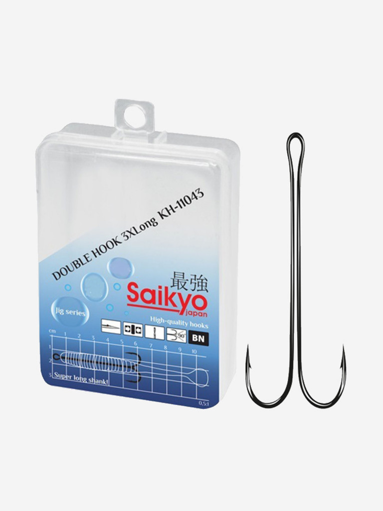 Крючки для рыбалки Saikyo двойные Long Shank KH-11043 3XL BN ( упк. по 40шт.)