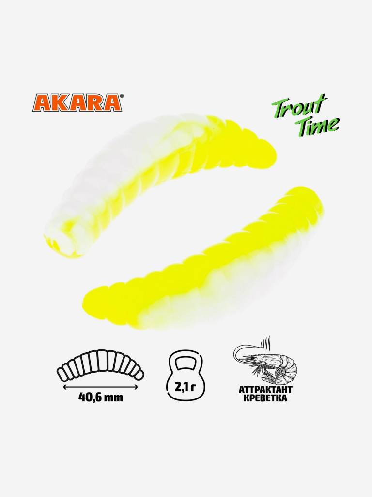 Силиконовая приманка Akara Trout Time MAGGOT 1,6 460, Shrimp (20 шт.)
