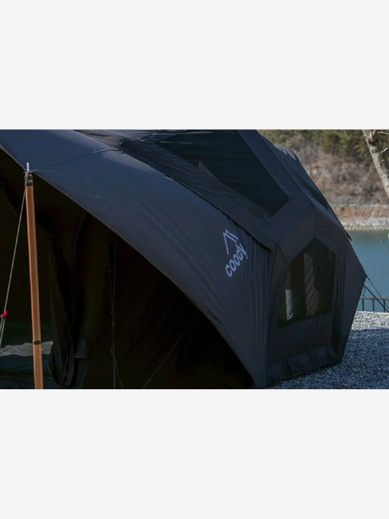 Надувная палатка Coody BESTONA Black, 380×380×275 см, 2–4 человека, 2 входа, навес