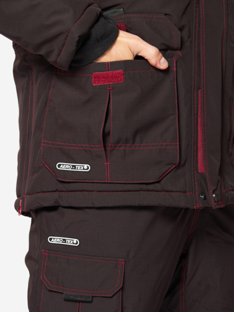 Костюм зимний Alaskan Russian Mission Old School шоколадный/ бордовый (куртка+полукомбинезон) для рыбалки и охоты