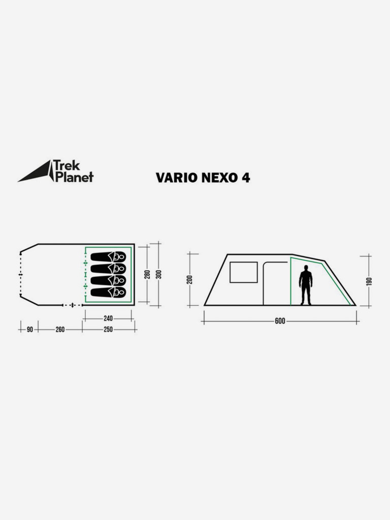Четырехместная кемпинговая палатка Trek Planet Vario Nexo 4