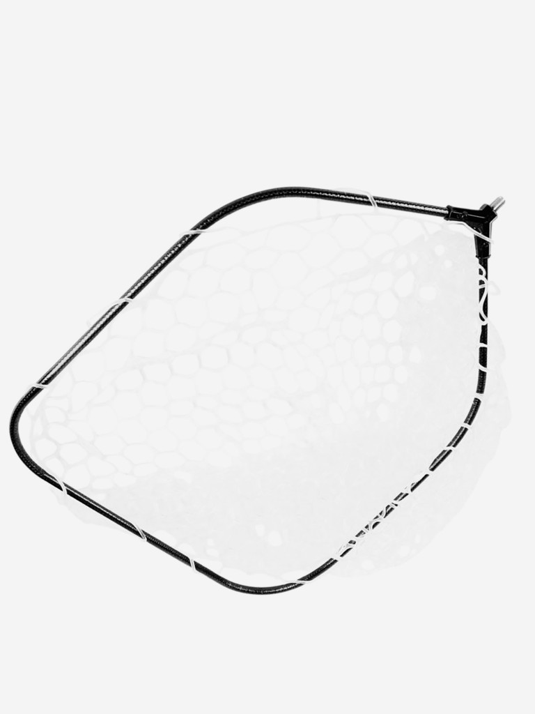 Голова для подсачека на форель сетка прозрачный силикон, ячейка 30 мм, рамка карбон