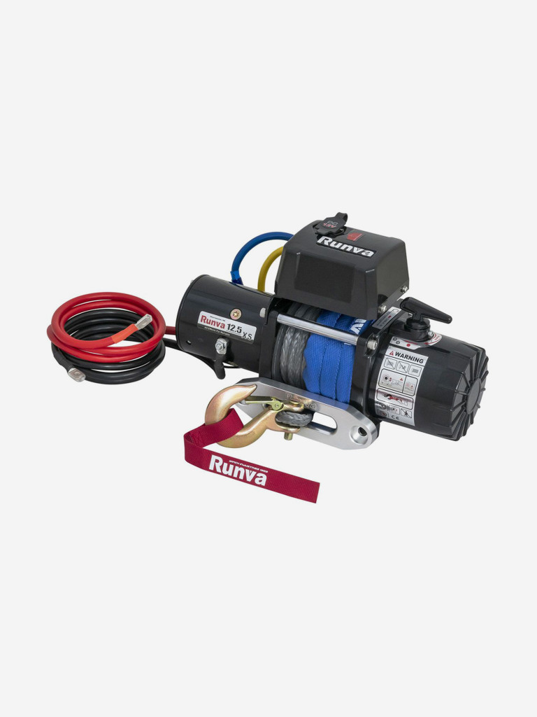 Лебедка электрическая 12V Runva 12500 lbs 5670 кг короткий барабан (синтетический трос)