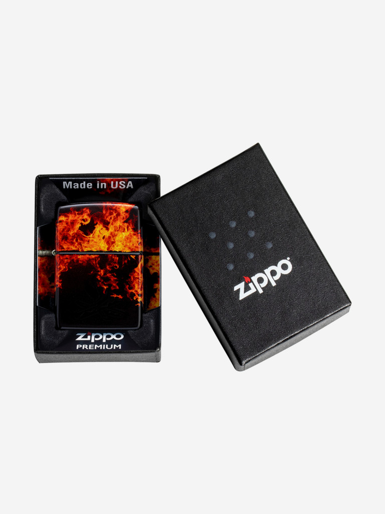 Зажигалка бензиновая ветроустойчивая Zippo Fusion Inferno Design 540 Tumbled Brass