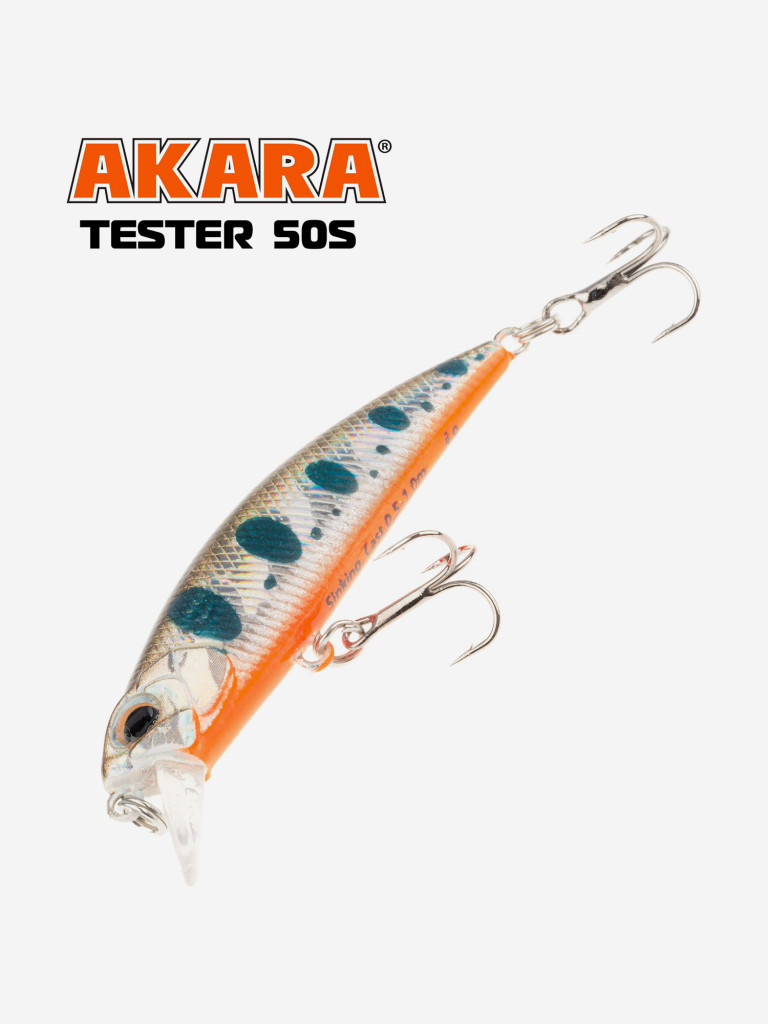 Воблер Akara Tester тонущий, для твичинга, на форель, окуня, жереха 50 мм. 4 гр. A88