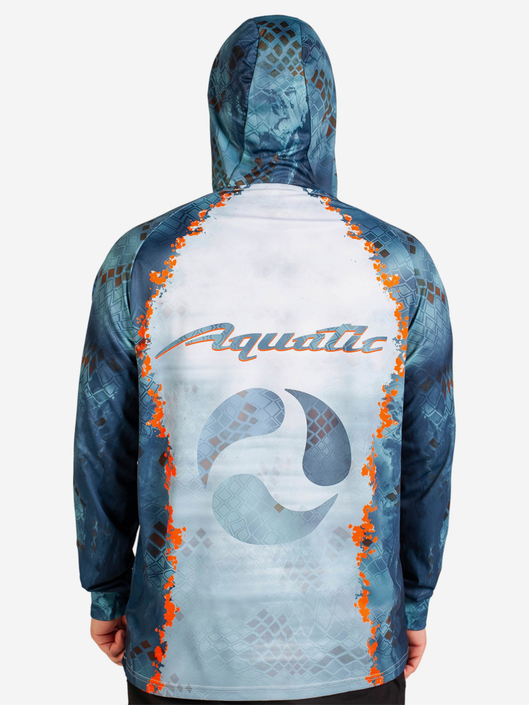 Джерси Аquatic Дж-05 с капюшоном (логотип: PIKE CAMO BLUE) для рыбалки и охоты