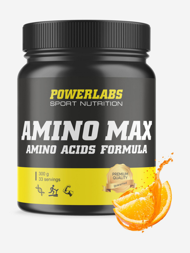 Комплекс аминокислот Amino Max, Powerlabs, 300 г, апельсин