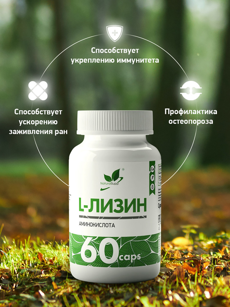 L - Лизин, NaturalSupp, 60 капсул