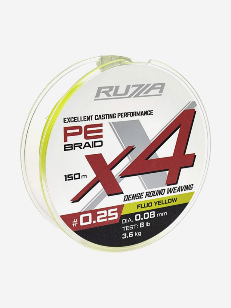 Шнур X4 150м Fluo Yellow 0,08мм 3,6кг/8lb