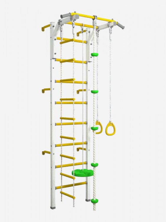 Шведская стенка WestSport LUXE-1 со съемным турником Бело-желтая