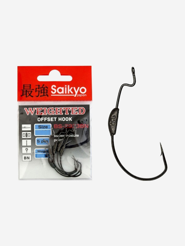Крючки для рыбалки офсетные Saikyo BS-2333 Weighted BN ( 1 упк. по 5шт.) Black Nickel цвет — купить за 382 руб. со скидкой 23 %, отзывы в интернет-магазине Спортмастер