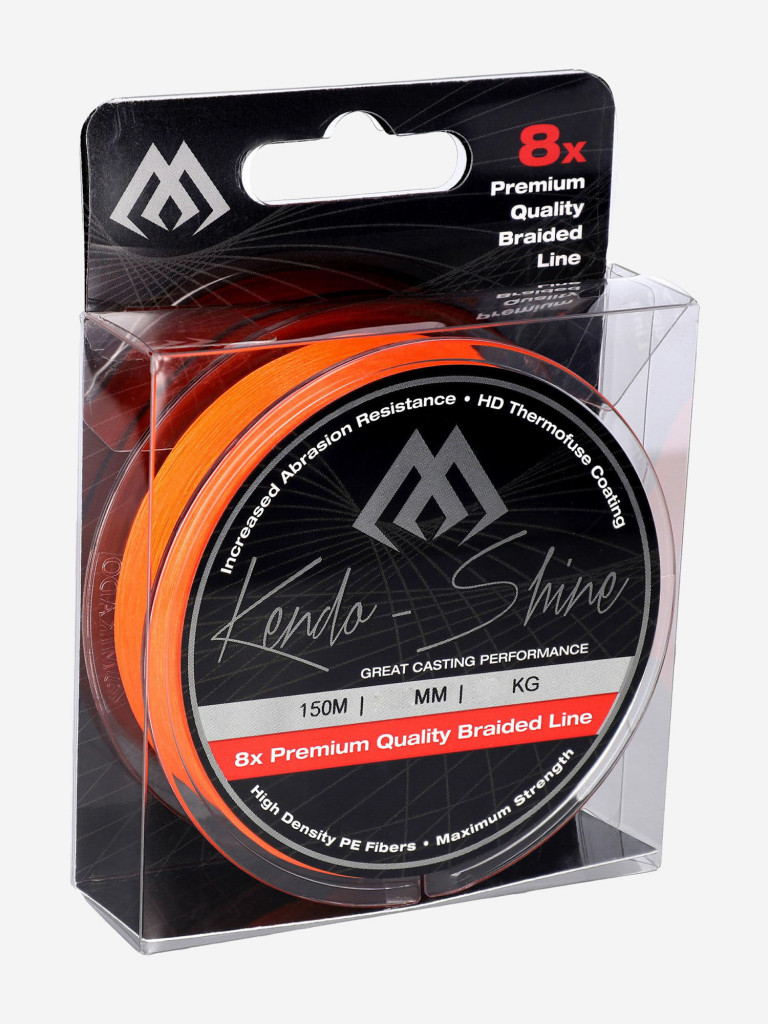 Плетеный шнур Mikado KENDO SHINE 8-x HDPE 0.18 orange (150 м) 17,81 кг.