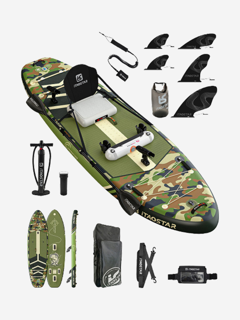 Надувной сапборд/каяк для рыбалки iTAOSTAR Adventure 12x39x8, 366x100x20 см