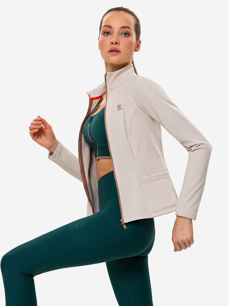 Лонгслив женский RAQUETA SPORT на молнии Slim Fit, Beige