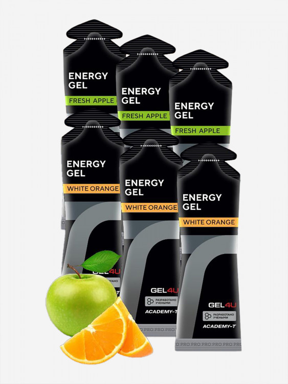 Гели энергетические GEL4U +Energy Gel Яблоко/Апельсин 60 мл х 6