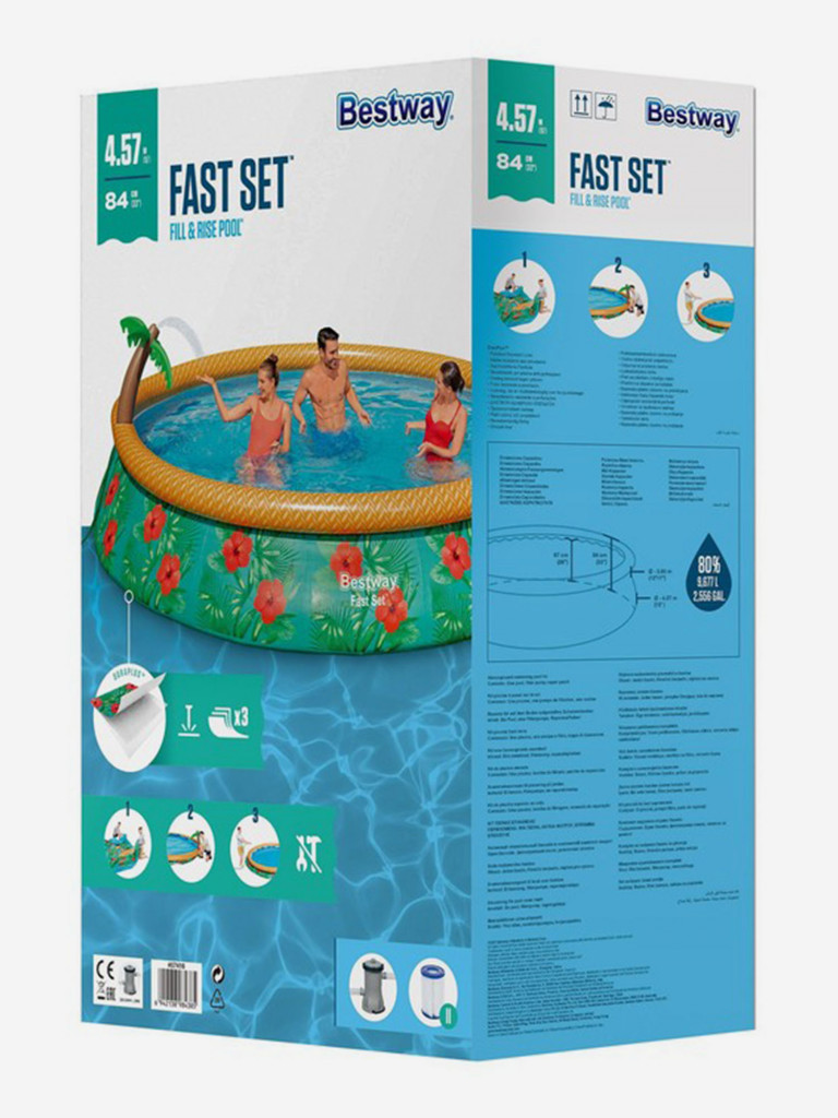 Бассейн надувной Bestway 57416 "Paradise Palms" (457х84см)+ фильтр-насос