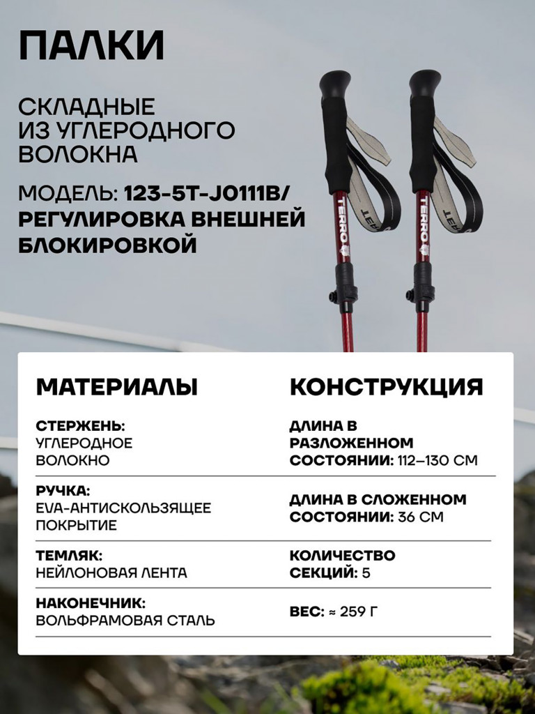 Палки для скандинавской ходьбы - карбоновые складные