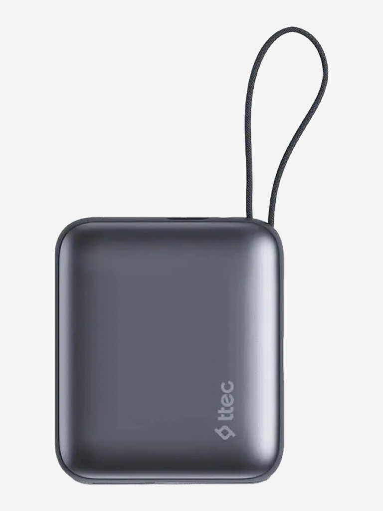 Внешний аккумулятор TTEC ReCharger Mini LCD 10000mAh USB-C PD 20W Powerbank с кабелем USB-C&Lightning. Цвет: серый