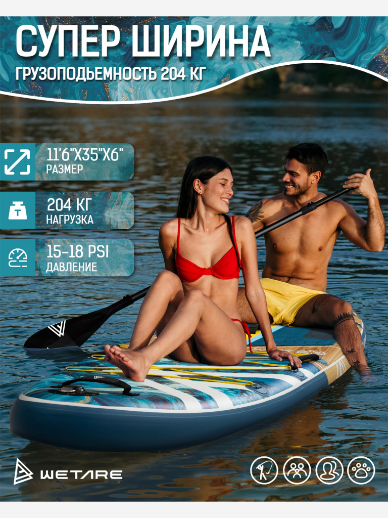 Надувная SUP-доска WETARE Coral Queen BLUE, 11'6" 350*88*15 см сапборд