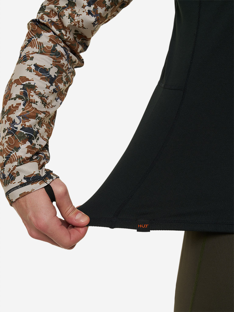 Лонгслив мужской HUT VORGA для охоты, камуфляж/черный