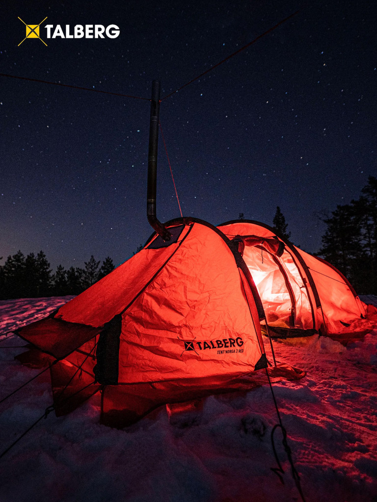 Палатка Talberg NORGA 3 RED, туристическая 3 местная, двухслойная для охоты и рыбалки под печь