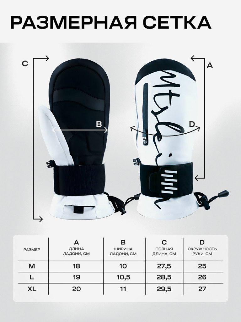 Варежки белые горнолыжные сноубордические непромокаемые XVOYA