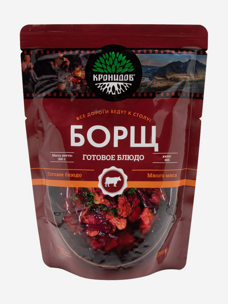 Готовое блюдо Набор 4 супа: Борщ, Солянка, Рассольник, Фасолевый (Кронидов) 4шт*300гр, 1,2кг