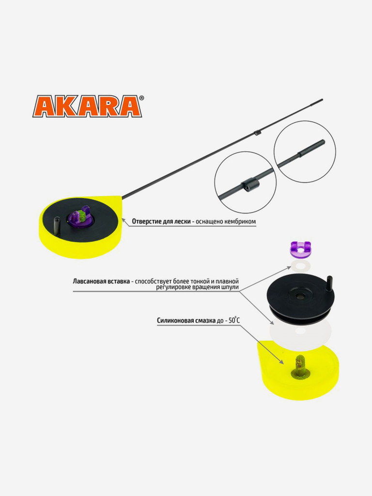Удочка зимняя Akara Ultra Sport Yellow (хлыст карбон)