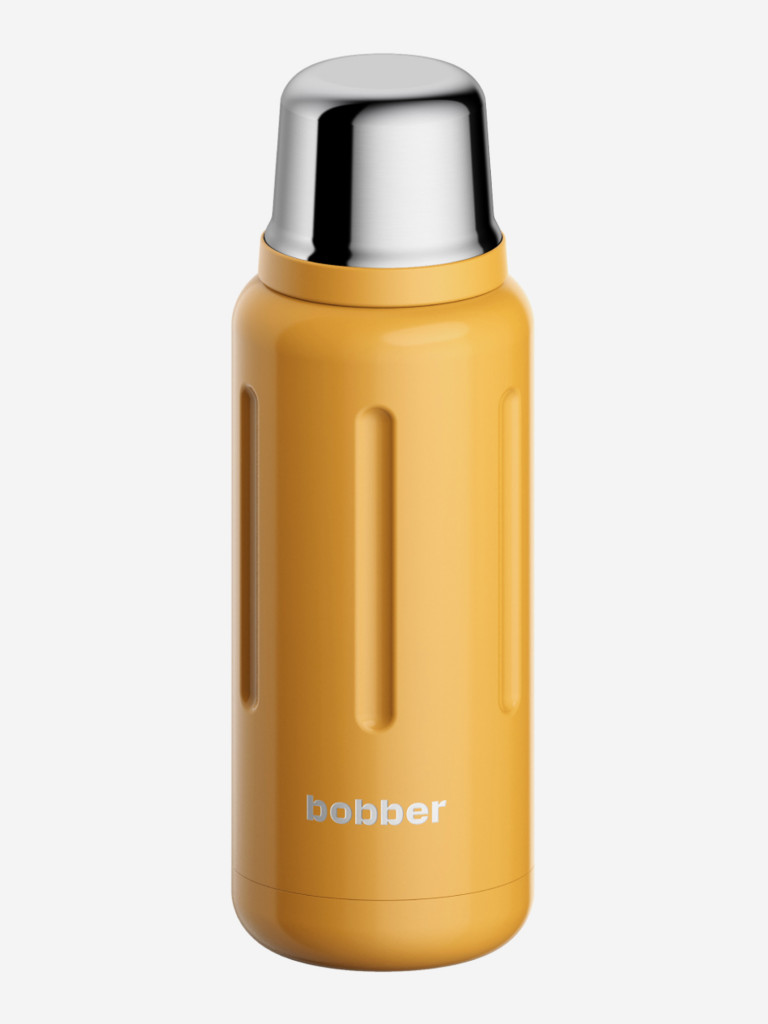 Термос вакуумный для напитков BOBBER Flask 1 литр пробка с наливными каналами, тепло до 48 часов, оранжевый