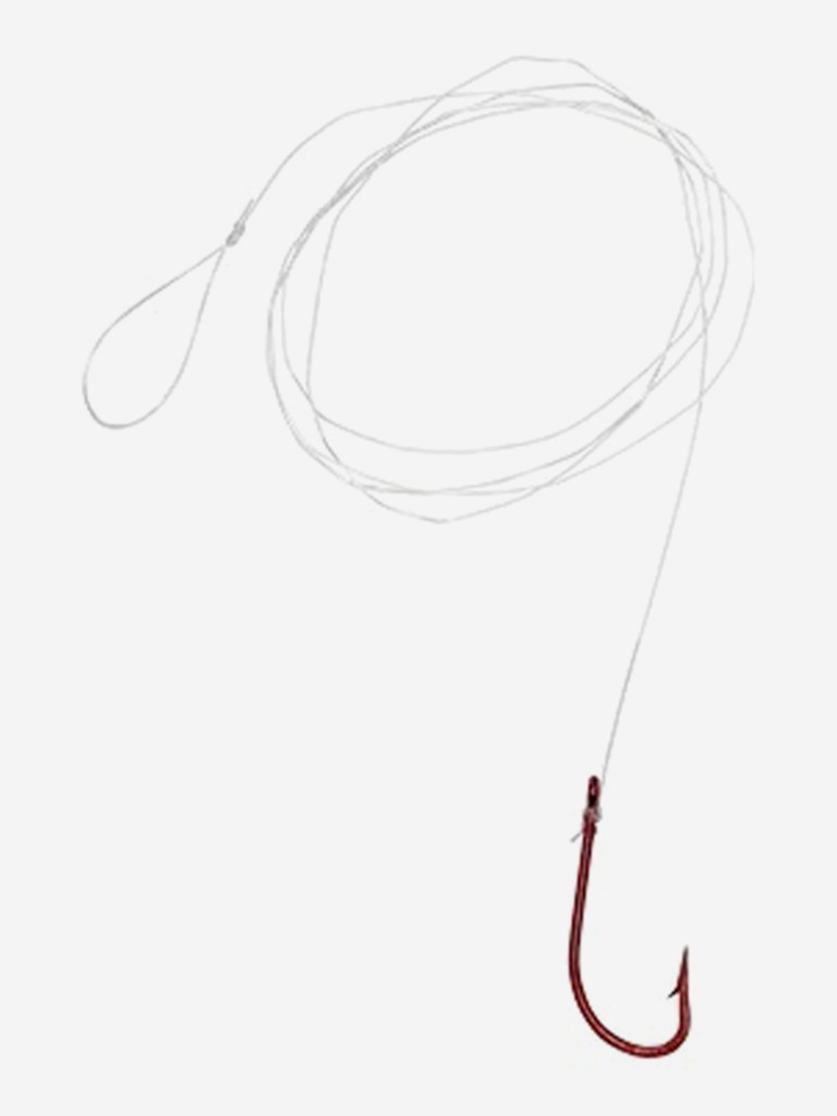 Крючки для рыбалки одинарные Saikyo KP-11011 Blloodworm Red c поводками, 2 упаковки по 10 штук