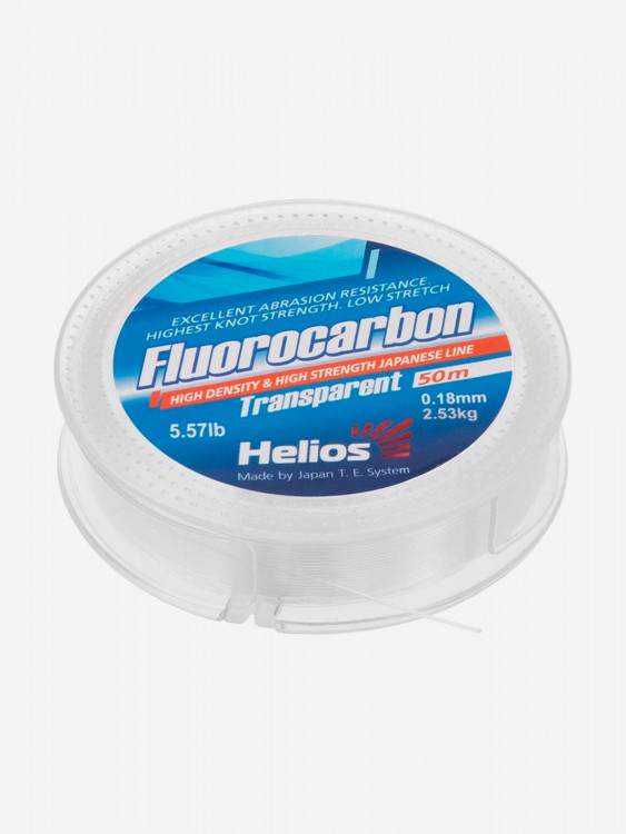 Леска для рыбалки Helios FLUOROCARBON 0,18мм, 50м, 2,53кг, прозрачный