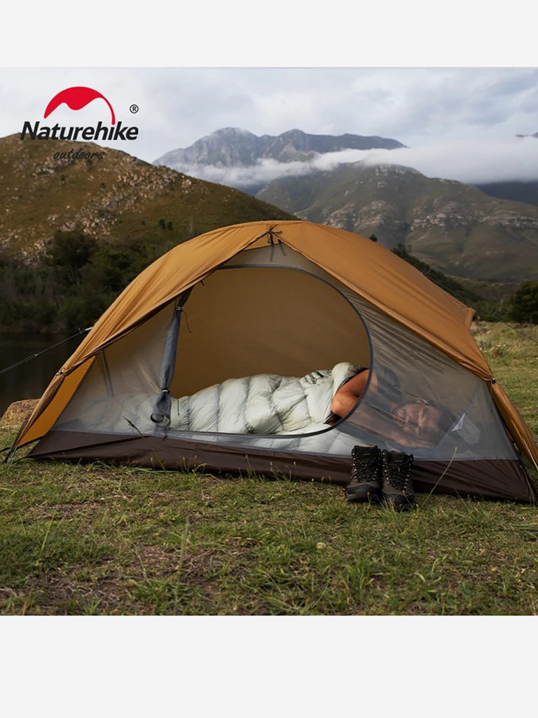 Палатка 1-местная Naturehike Spider 1 Cycling, нейлон 20 D, футпринт, коричневая