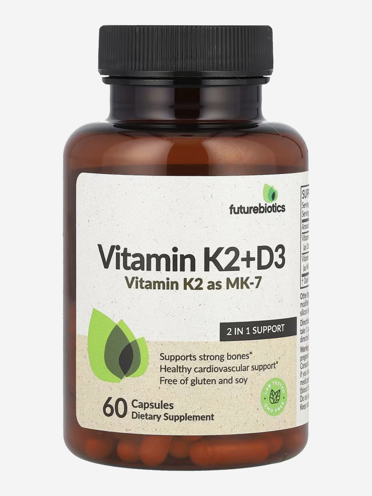 Витамин D3 + K2, FutureBiotics, 5000 IU, 60 капсул