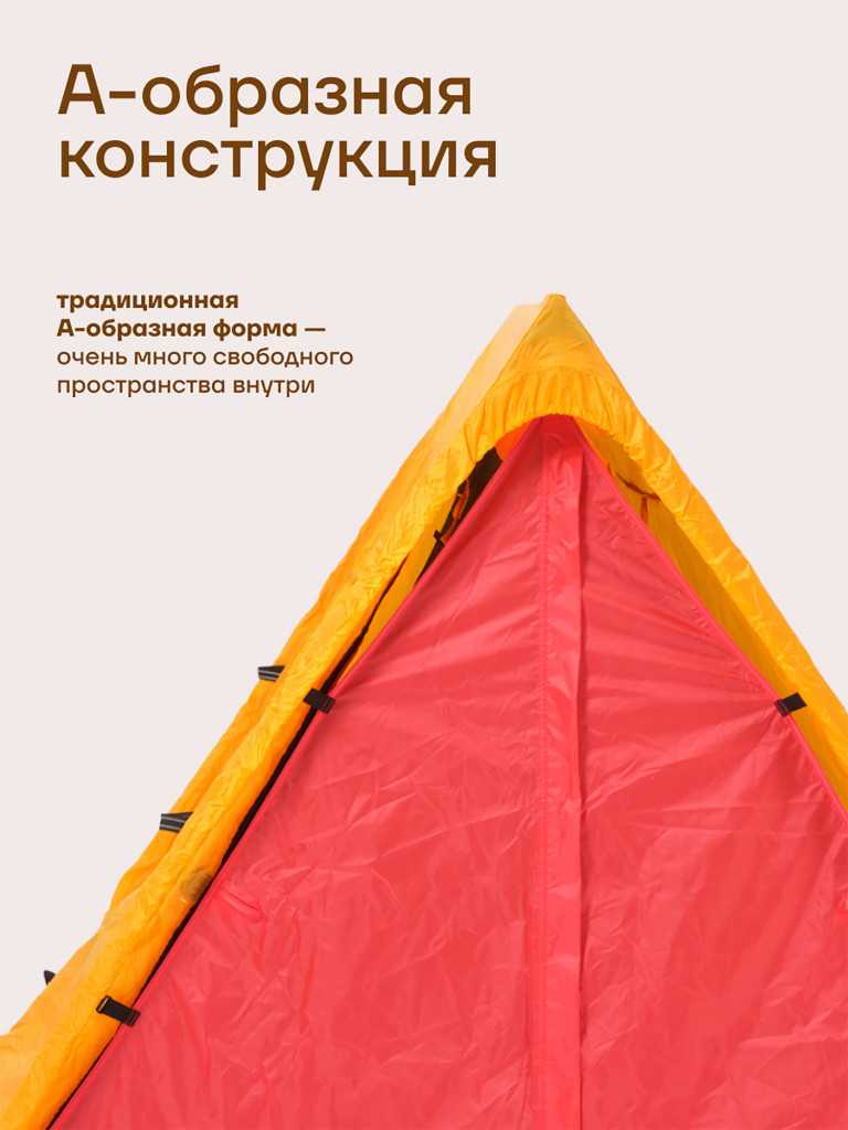 Палатка KLMN двухместная Орбита-2 быстросборная, желто-красная