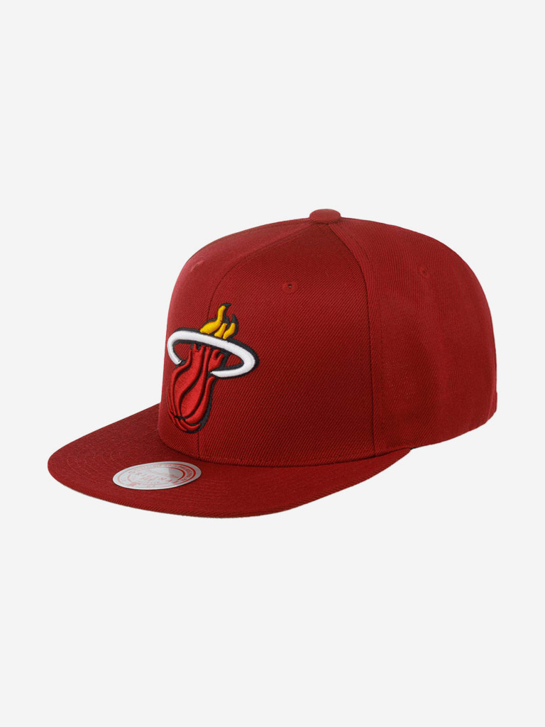Бейсболка с прямым козырьком MITCHELL NESS HHSS3256-MHEYYPPPMARO Miami Heat NBA (малиновый)
